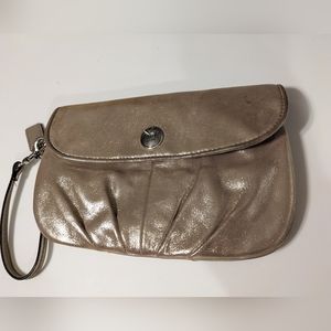 Coach gold wristlet leather small snap